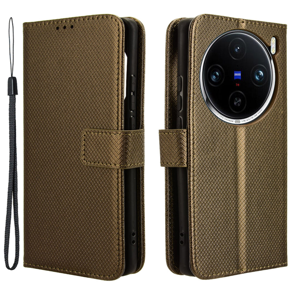 For vivo X100 Pro 5G Case Diamond Texture Leather Protective Phone Cover For vivo X100 Pro 5G Case Diamond Texture Leather Protective Phone Cover